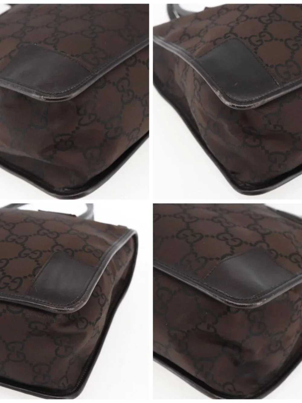 GUCCI GG Canvas Tote Bag Nylon outlet Dark Brown Silver 143742 Auth am10768 - Picture 14 of 16